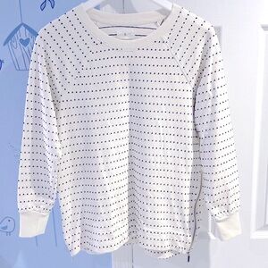 New Lou & Grey Cream Embroidered Navy Blue Polka Dots Zippers Both Sides Size XS